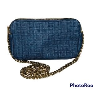 Big Buddha Faux Leather Teal Purse with Gold Chain Strap